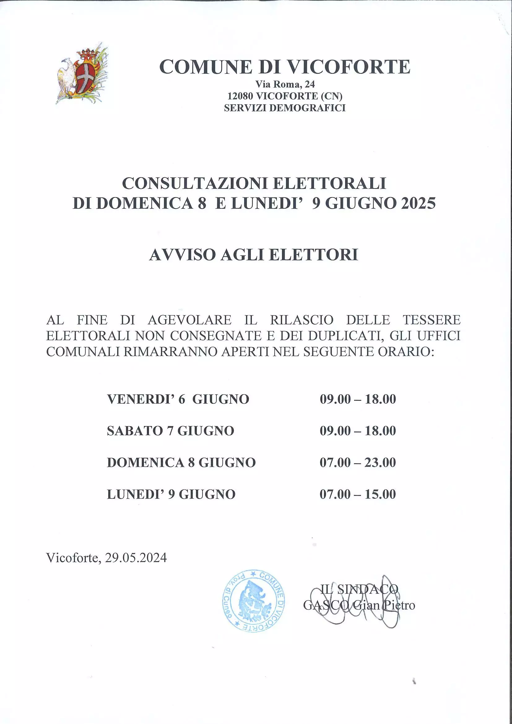 Avviso agli elettori